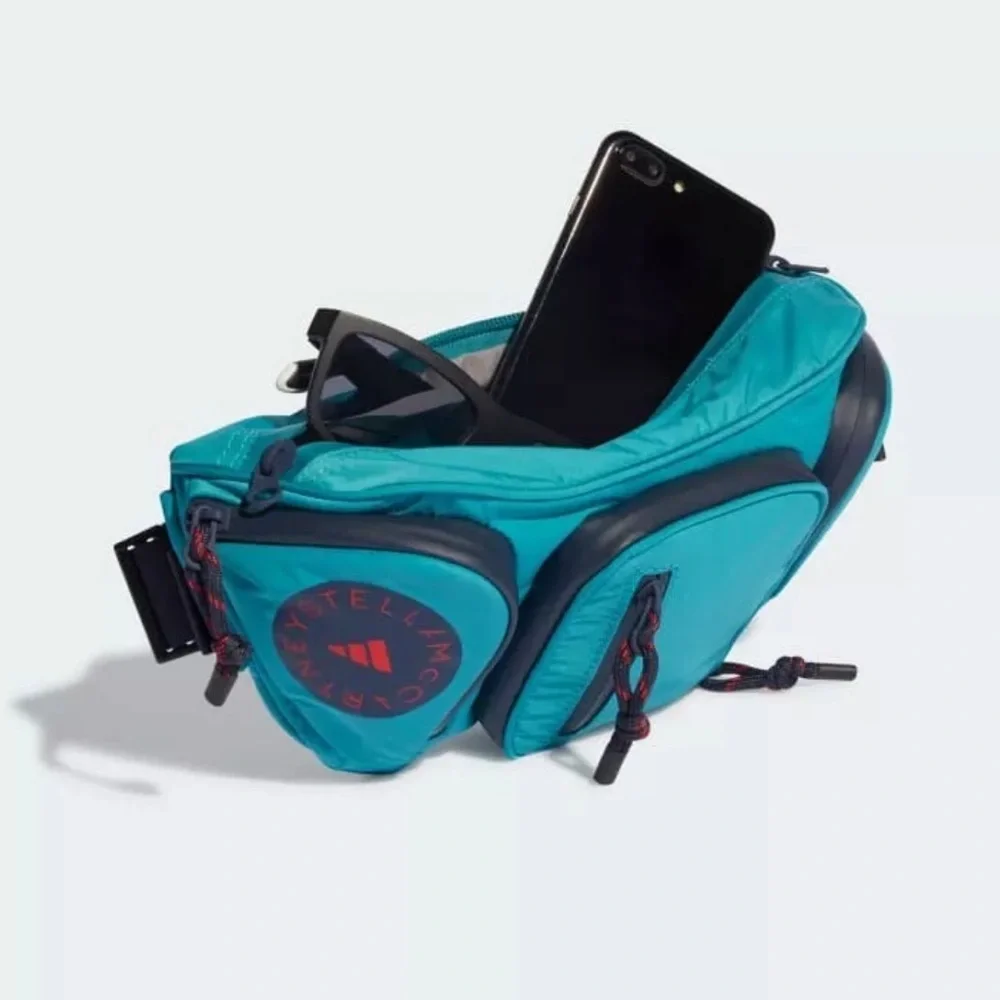 WORN ONCE adidas x Stella McCartney Bum Bag Turquoise & Navy Trim, Multi Pockets - Picture 9 of 9